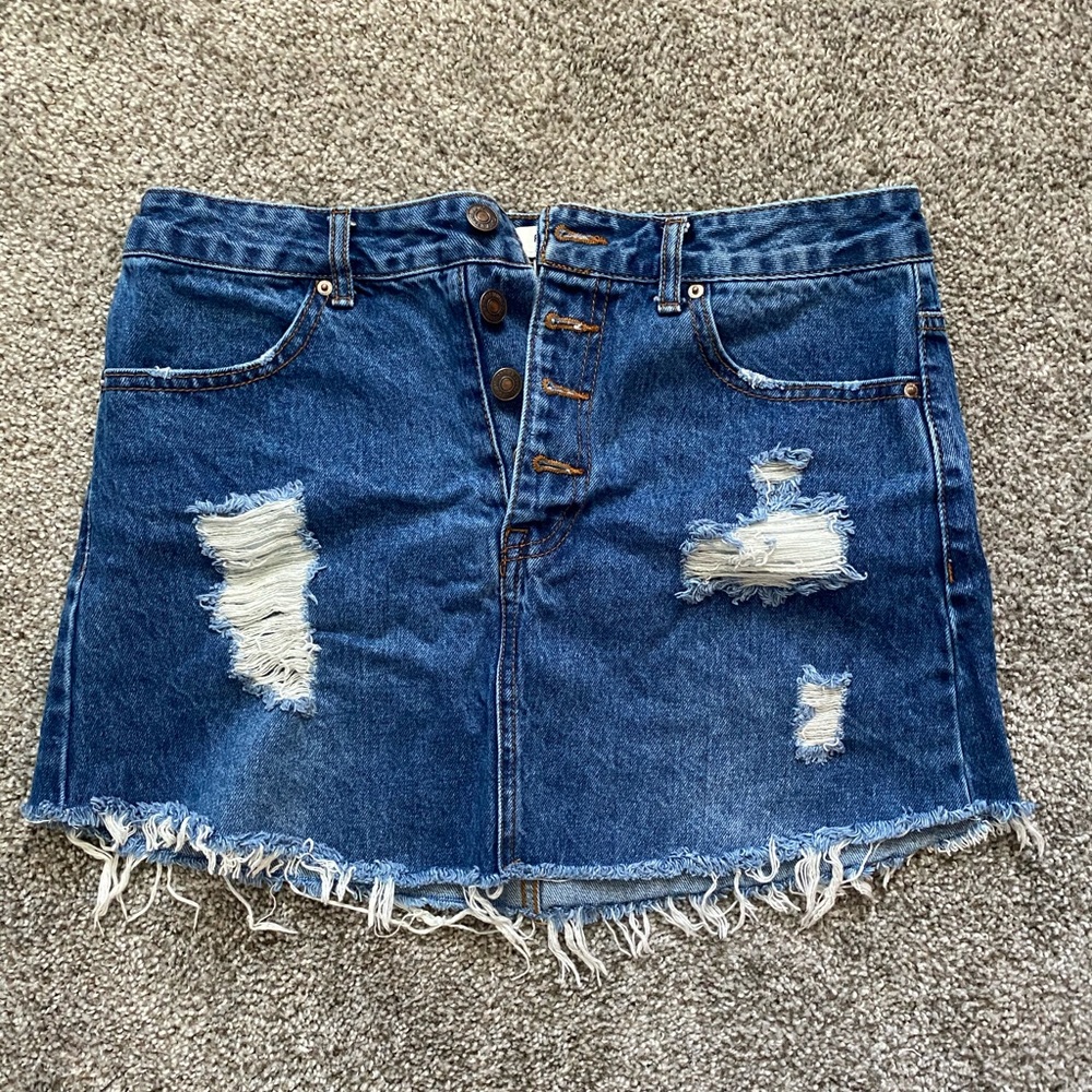 Distressed Jean Skirt